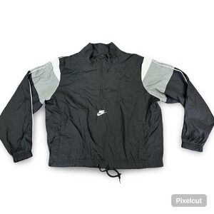 Nike Pullover Windbreaker Jacket XS Black Gray White Color Block Half‎ Zip